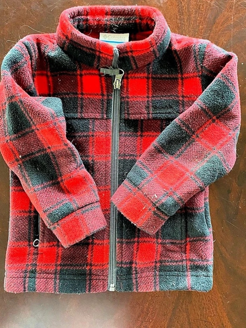 Columbia Toddler Steens Mountain Fleece Jacket Boys 2T Red & Black Plaid